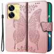 Etui z klapką do Realme C55, Butterfly, różowe rose gold