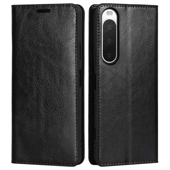 Etui z klapką do Sony Xperia 10 IV, Case Genuine Leather, czarne