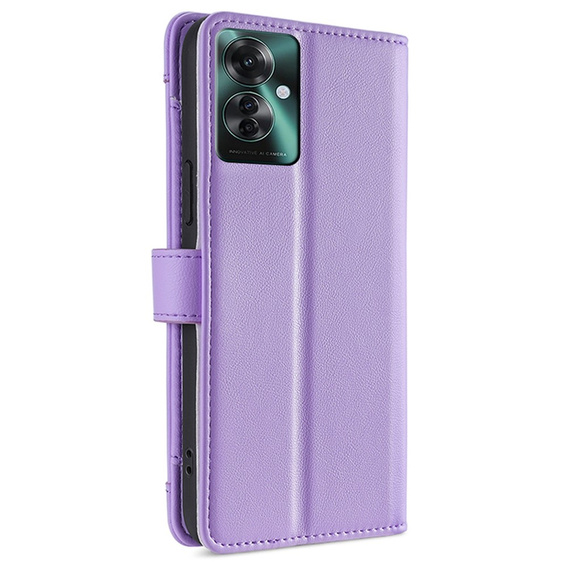 Etui z klapką do Oppo Reno 11F 5G, Wallet Zipper Pocket, fioletowe
