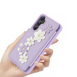 Etui do Samsung Galaxy S23 FE, Leather Flower Card Slot, fioletowe