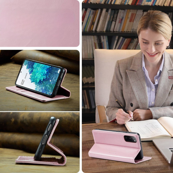 Etui z klapką CASEME do Samsung Galaxy S20 FE / 5G, Waxy Textured, różowe rose gold