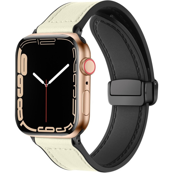 Pasek Skórzany do Apple Watch 1/2/3/4/5/6/7/8/9/10/11/SE Ultra 1/2/3 42/44/45/46/49mm, Beżowy