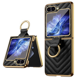 Etui do Samsung Galaxy Z Flip7 FE / Z Flip6, Leather Ring, czarne