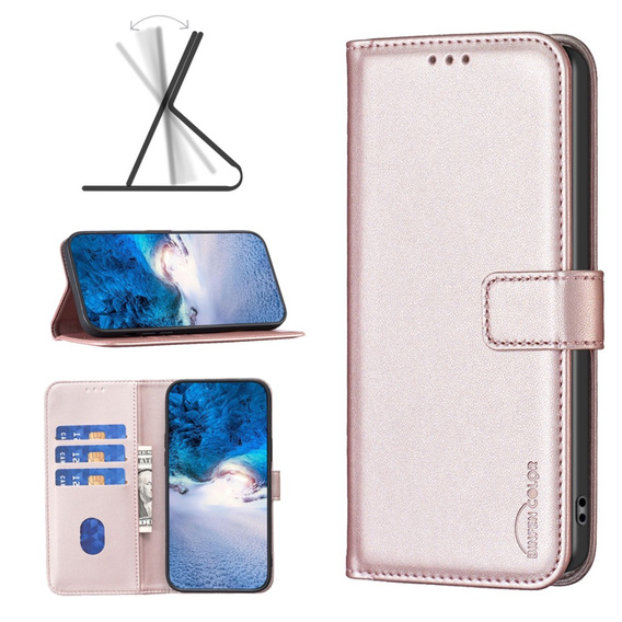 Etui z klapką do Xiaomi Redmi Note 13 Pro 4G / Xiaomi Redmi Note 14S / Xiaomi Poco M6 Pro 4G, BINFEN Wallet, różowe