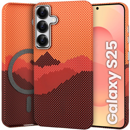 Etui do Samsung Galaxy S25, Carbon Fiber MagSafe, pomarańczowe