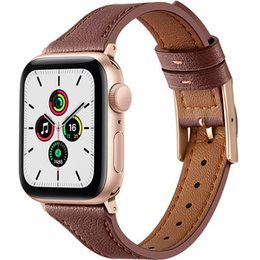 Pasek Skórzany do Apple Watch 1/2/3/4/5/6/7/8/9/10/SE 38/40/41/42mm, Brązowy