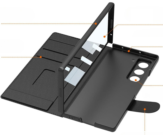 Etui portfelowe z klapką do Samsung Galaxy Z Fold 7 5G – carbon czarne