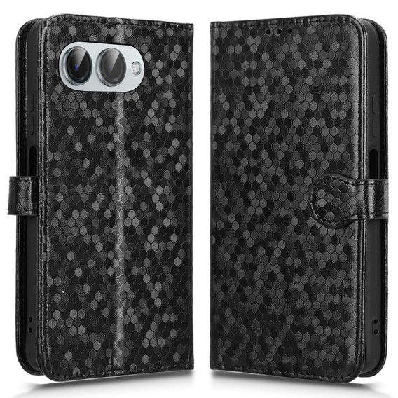 Etui z klapką do T Phone 3 5G, Wallet Rhombus, czarne