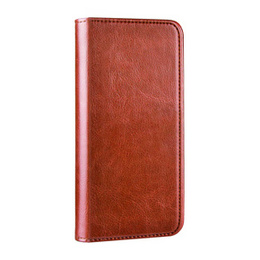 Etui do Samsung Galaxy A15 5G skórzane book case, brązowe + szkło