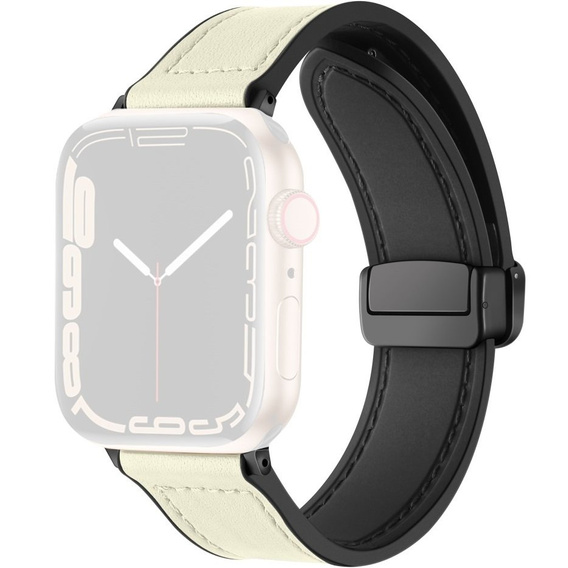 Pasek Skórzany do Apple Watch 1/2/3/4/5/6/7/8/9/10/11/SE Ultra 1/2/3 42/44/45/46/49mm, Beżowy