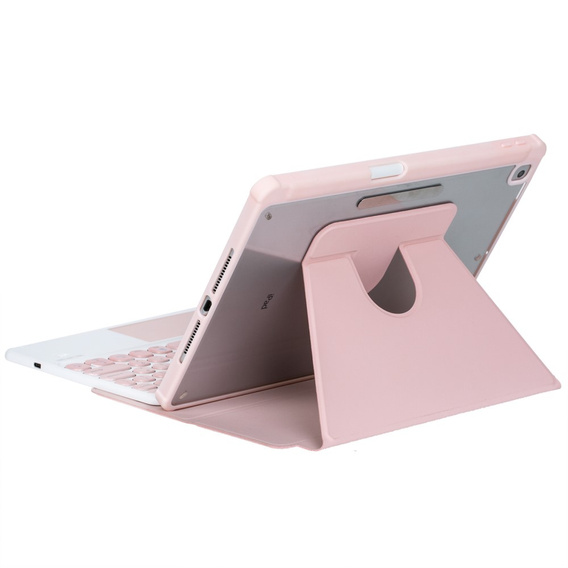 Etui z klawiaturą do iPad 11" 2025 A16 (11 gen.) / iPad 10.9" 2022 (10 gen.), Rotary 360° Leather Touchpad, różowe rose gold