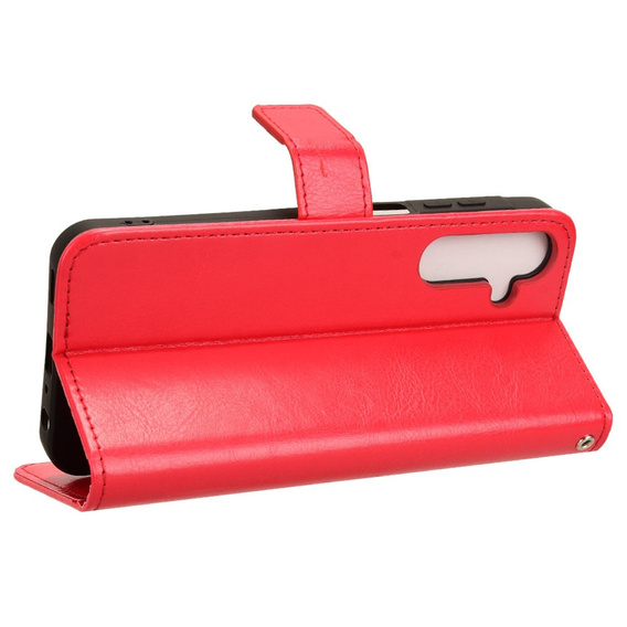 Etui z klapką do Samsung Galaxy M55 5G, Crazy Horse Wallet, czerwone