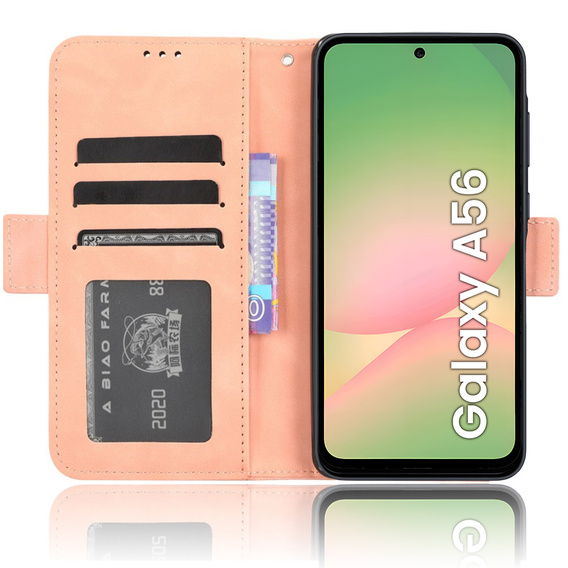 Etui z klapką do Samsung Galaxy A56 5G, Card Slot, różowe