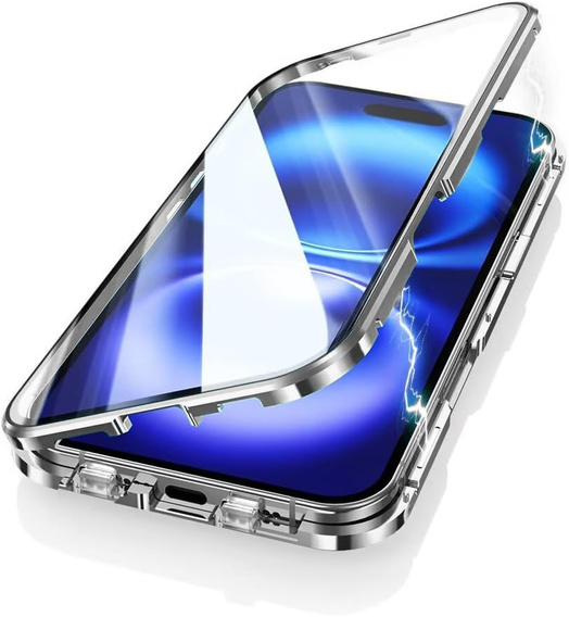 Etui Magnetic Dual Glass MagSafe do iPhone 16, srebrne