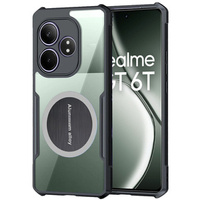 Etui do Realme GT 6 / 6T, z blaszką magnetyczne, przezroczyste / czarne