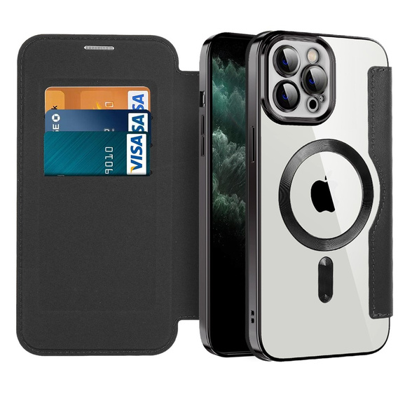 Etui z klapką do iPhone 11 Pro Max, RFID Wallet MagSafe z ochroną aparatu, czarne