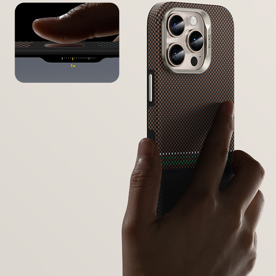 Etui BENKS Kevlar do iPhone 16 Pro, Magnetic Armor Pro Prestige Kevlar 600D Y065, do MagSafe, aktywny przycisk – brązowe