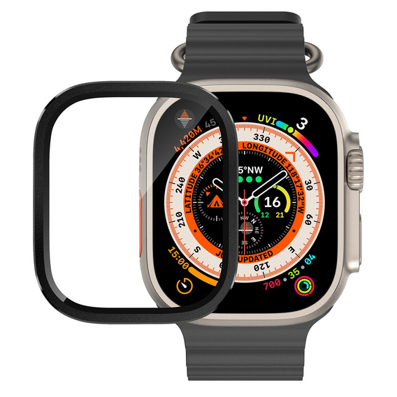 Szkło Hartowane z Ramką do Apple Watch Ultra 1/2/3 49mm, czarne