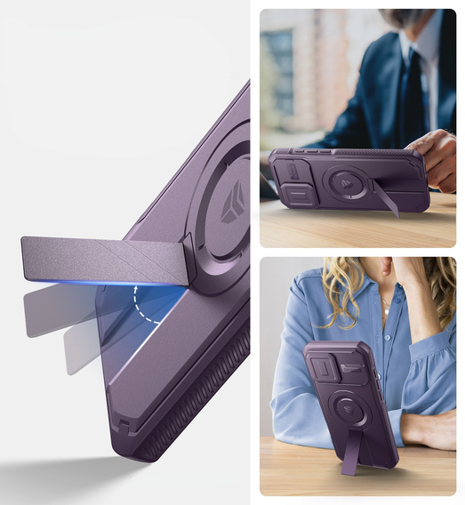 Etui Dexnor MagSafe do iPhone 16 Pro Max magnetyczne z przesuwaną osłoną aparatu – fioletowe