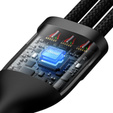 Baseus kabel 3w1 Flash II USB + USB-C do Lightning / USB-C / microUSB, 1,5 m, 3,5 A, 100 W - czarny 