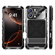 Etui R-Just RJ09-1 do iPhone 16 Pro – czarne, aluminiowe, z silikonową ramką i szkłem hartowanym