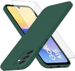 Etui do Samsung Galaxy A15, Silicone Lite, ciemnozielone + szkło 9H