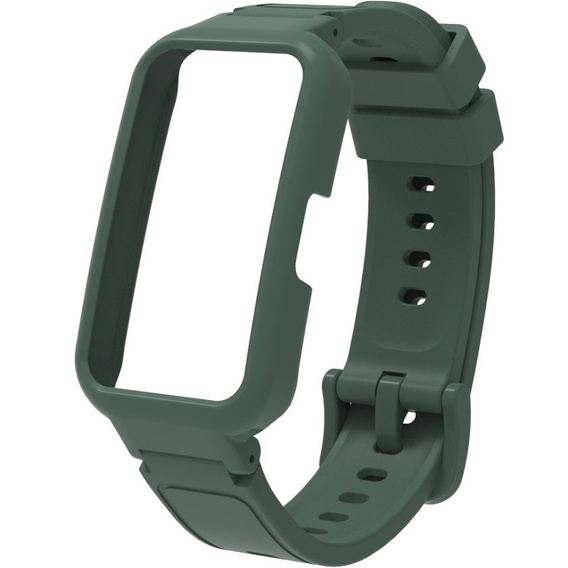 Pasek Silikonowy + Etui do Huawei Band 8 / Huawei Band 9 / Huawei Band 10, Zielony