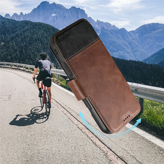 Etui z klapką 2w1 SUTENI do iPhone 17 Pro, do MagSafe, brązowe