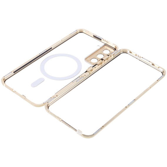 Etui Magnetic Dual Glass MagSafe do Samsung Galaxy S22 Plus, złote