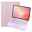 Etui z podświetlaną klawiaturą Bluetooth i touchpadem do Samsung Galaxy Tab S11 – różowe
