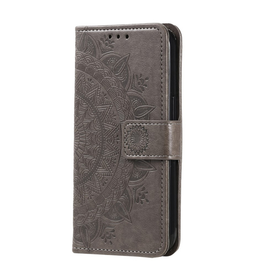 Etui z klapką do OnePlus 12 5G, Mandala, szare