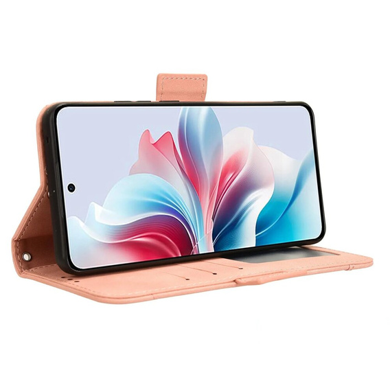 Etui z klapką do Oppo Reno 11F 5G, Card Slot, różowe