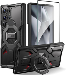 Etui do Samsung Galaxy S24 Ultra, Tongate MECH MagSafe Series, czarne + Szkło Hartowane 9H