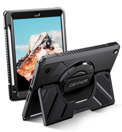 Etui Dexnor 360° do iPad 10.2" 2021/2020/2019 (9/8/7 gen.), z paskiem i miejscem na rysik - czarne
