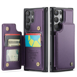 Etui z klapką CASEME do Samsung Galaxy S25 Ultra, Litchi Wallet, fioletowe