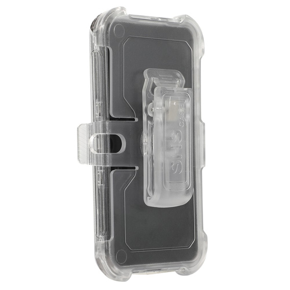 Pancerne Etui do Samsung Galaxy S24, Belt Clip, z klipsem, przezroczyste / czarne
