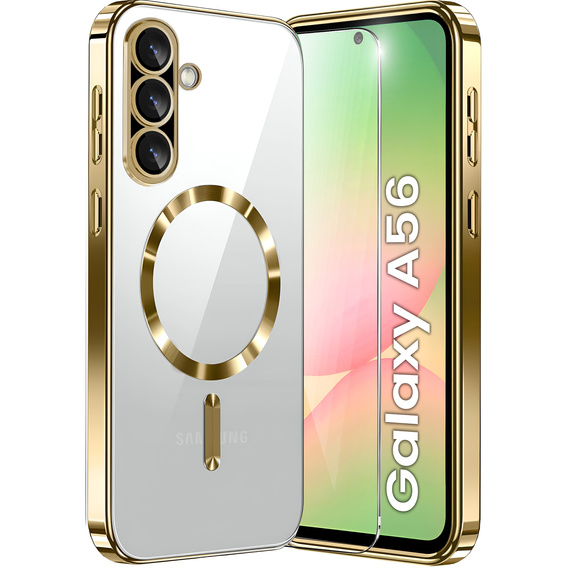 Etui do Samsung Galaxy A56 5G Electro MagSafe, złote + Szkło na ekran
