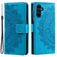 Etui z klapką do Samsung Galaxy A15, Mandala Flower, niebieskie + szkło 9H