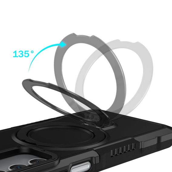 Etui do Samsung Galaxy A15 5G, Kickstand Ring, czarne + szkło 9H