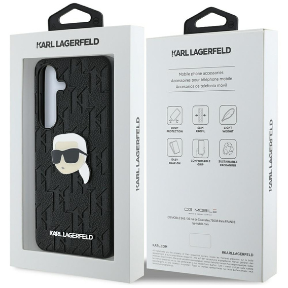 Etui Karl Lagerfeld do Samsung Galaxy S25, Leather Monogram Ikonik, czarne