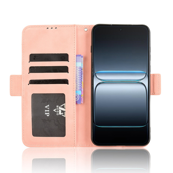 Etui z klapką do OnePlus Nord 5, Card Slot, różowe