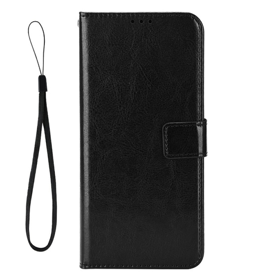 Etui z klapką do Honor Magic 7 Pro, Crazy Horse Wallet, czarne