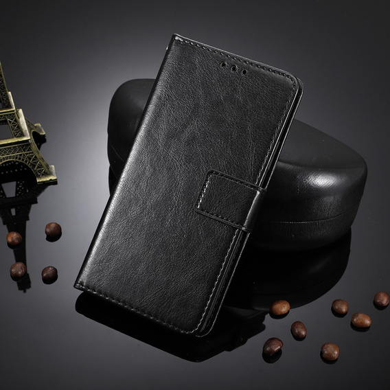 Etui z klapką do Realme GT 7 / 7T, Crazy Horse Wallet, czarne