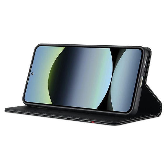 LC.IMEEKE Etui Portfelowe z Teksturą Włókna Węglowego do Xiaomi Redmi Note 14 4G - Czarne