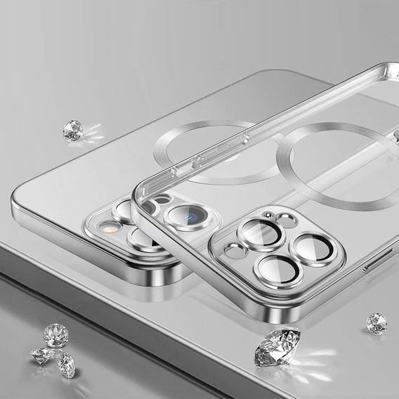 Etui do iPhone 14 Pro, Electro MagSafe, srebrne + Szkło na ekran