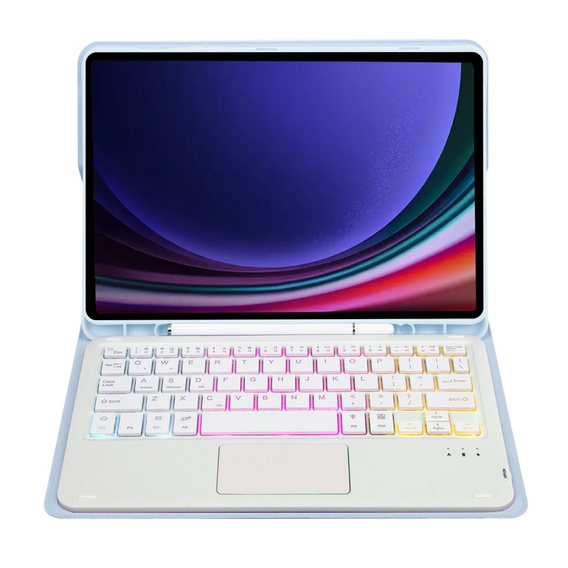 Etui z podświetlaną klawiaturą bluetooth touchpad do Samsung Galaxy Tab S10 Lite / S10 FE / S9 FE, jasnoniebieskie