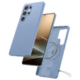 Etui Spigen do Samsung Galaxy S25 Ultra, Silicone Fit Mag, niebieskie + Szkło hartowane