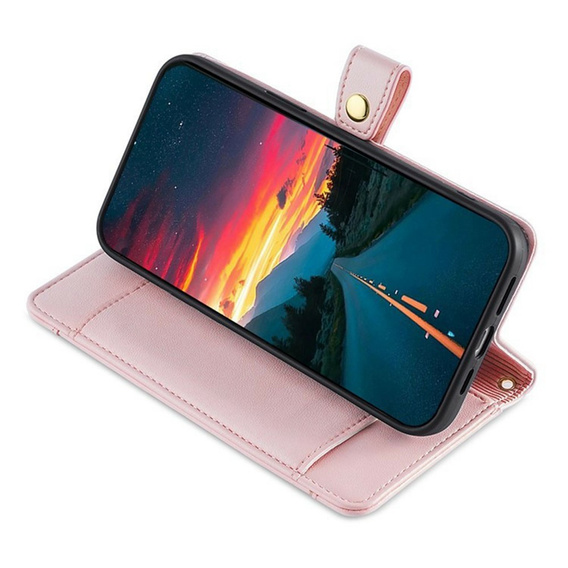 Etui z klapką do Xiaomi Poco F8 Ultra, Wallet Zipper Pocket, różowe