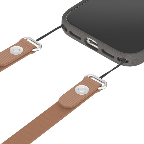 Smycz na telefon kompatybilna z etui do iPhone 17, odpinana magnetyczna klamra, pasek na szyję – brązowa