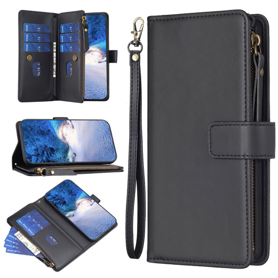 Etui z klapką do Samsung Galaxy A25 5G, Wallet Zipper Pocket, czarne